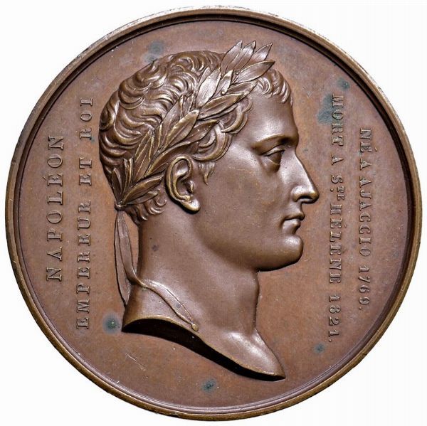 MEDAGLIA NAPOLEONICA IN BRONZO PER LA TRASLAZIONE DELLE CENERI DELL&rsquo;IMPERATORE DA SANT&rsquo;ELENA A PARIGI 1840  - Asta Medaglie napoleoniche, monete toscane di grande modulo. Aurea: monete e medaglie d'oro - Associazione Nazionale - Case d'Asta italiane