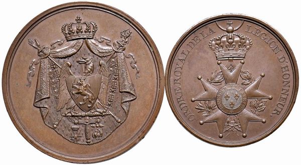 DUE MEDAGLIE NAPOLEONICHE IN BRONZO  - Asta Medaglie napoleoniche, monete toscane di grande modulo. Aurea: monete e medaglie d'oro - Associazione Nazionale - Case d'Asta italiane