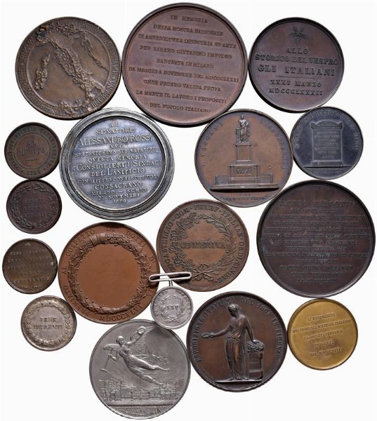 DICIASSETTE MEDAGLIE. ALCUNE RARE.  - Asta Medaglie napoleoniche, monete toscane di grande modulo. Aurea: monete e medaglie d'oro - Associazione Nazionale - Case d'Asta italiane