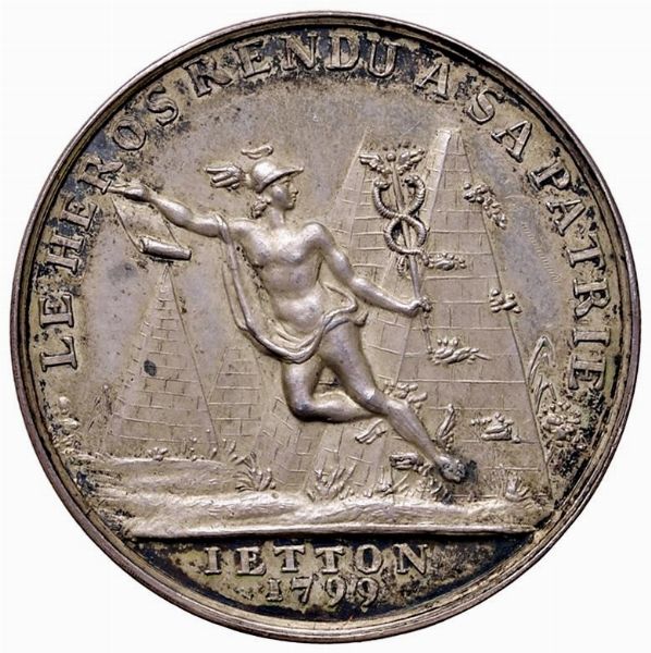 MEDAGLIA IN ARGENTO PER IL RITORNO IN FRANCIA DI BONAPARTE 1799  - Asta Medaglie napoleoniche, monete toscane di grande modulo. Aurea: monete e medaglie d'oro - Associazione Nazionale - Case d'Asta italiane