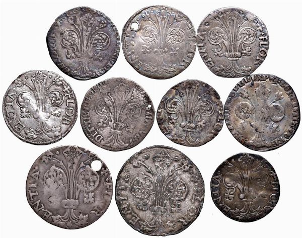 FIRENZE. REPUBBLICA (SEC.XIII-1532) DIECI RARI GROSSI (GUELFI, BARILI)  - Asta Medaglie napoleoniche, monete toscane di grande modulo. Aurea: monete e medaglie d'oro - Associazione Nazionale - Case d'Asta italiane