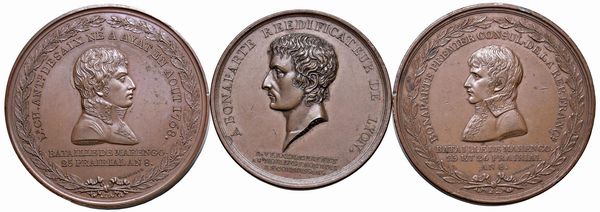 TRE MEDAGLIE NAPOLEONICHE IN BRONZO  - Asta Medaglie napoleoniche, monete toscane di grande modulo. Aurea: monete e medaglie d'oro - Associazione Nazionale - Case d'Asta italiane