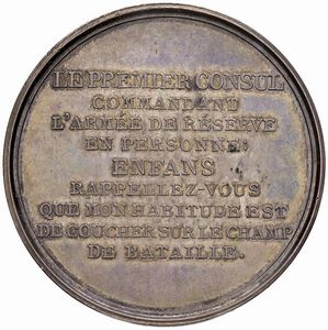 MEDAGLIA IN ARGENTO PER L&rsquo;ARRIVO PER LA BATTAGLIA DI MARENGO ANNO VIII (1800) OP. AUGUSTE & BRENET  - Asta Medaglie napoleoniche, monete toscane di grande modulo. Aurea: monete e medaglie d'oro - Associazione Nazionale - Case d'Asta italiane