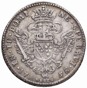 FIRENZE. FRANCESCO II DI LORENA (1737-1765) MEZZO FRANCESCONE 1758  - Asta Medaglie napoleoniche, monete toscane di grande modulo. Aurea: monete e medaglie d'oro - Associazione Nazionale - Case d'Asta italiane
