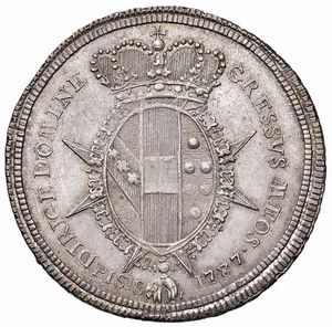 FIRENZE. PIETRO LEOPOLDO DI LORENA (1765-1790) MEZZO FRANCESCONE 1787  - Asta Medaglie napoleoniche, monete toscane di grande modulo. Aurea: monete e medaglie d'oro - Associazione Nazionale - Case d'Asta italiane