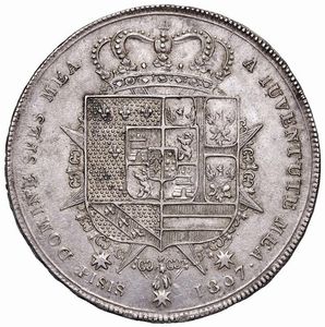 FIRENZE. CARLO LODOVICO DI BORBONE E MARIA LUIGIA (1803-1807) DENA 1807  - Asta Medaglie napoleoniche, monete toscane di grande modulo. Aurea: monete e medaglie d'oro - Associazione Nazionale - Case d'Asta italiane