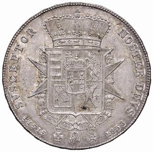 FIRENZE. LEOPOLDO II DI LORENA (1824-1859) FRANCESCONE 1858  - Asta Medaglie napoleoniche, monete toscane di grande modulo. Aurea: monete e medaglie d'oro - Associazione Nazionale - Case d'Asta italiane