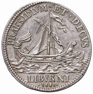 LIVORNO. COSIMO III DE&rsquo; MEDICI (1670-1723) MEZZO TOLLERO 1683  - Asta Medaglie napoleoniche, monete toscane di grande modulo. Aurea: monete e medaglie d'oro - Associazione Nazionale - Case d'Asta italiane