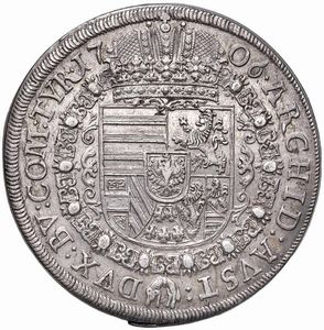 AUSTRIA. SACRO ROMANO IMPERO. GIUSEPPE I (1705-1711) TALLERO 1706 HALL  - Asta Medaglie napoleoniche, monete toscane di grande modulo. Aurea: monete e medaglie d'oro - Associazione Nazionale - Case d'Asta italiane