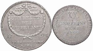 GERMANIA. DUE MONETE IN ARGENTO. TALLERO 1795 E 2/3 TALLERO 1799  - Asta Medaglie napoleoniche, monete toscane di grande modulo. Aurea: monete e medaglie d'oro - Associazione Nazionale - Case d'Asta italiane