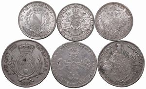 GERMANIA. SEI MONETE IN ARGENTO (TALLERI E FRAZIONI)  - Asta Medaglie napoleoniche, monete toscane di grande modulo. Aurea: monete e medaglie d'oro - Associazione Nazionale - Case d'Asta italiane