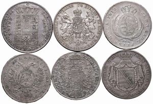 VARI PAESI (AUSTRIA, GERMANIA). SEI TALLERI IN ARGENTO  - Asta Medaglie napoleoniche, monete toscane di grande modulo. Aurea: monete e medaglie d'oro - Associazione Nazionale - Case d'Asta italiane