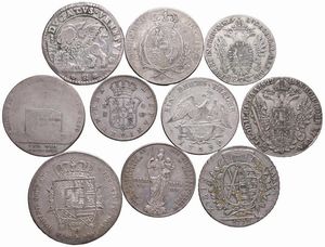 VARI STATI. DIECI MONETE IN ARGENTO  - Asta Medaglie napoleoniche, monete toscane di grande modulo. Aurea: monete e medaglie d'oro - Associazione Nazionale - Case d'Asta italiane