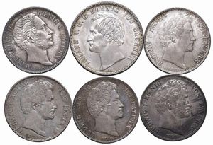 CINQUE GULDEN AUSTRIACI (1837, 1838, 1840, 1841, 1855) E UN TALLERO SASSONE 1865  - Asta Medaglie napoleoniche, monete toscane di grande modulo. Aurea: monete e medaglie d'oro - Associazione Nazionale - Case d'Asta italiane