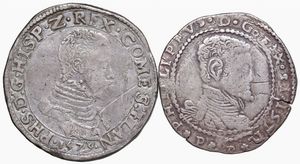 DUE MONETE IN ARGENTO DI FILIPPO II DI SPAGNA  - Asta Medaglie napoleoniche, monete toscane di grande modulo. Aurea: monete e medaglie d'oro - Associazione Nazionale - Case d'Asta italiane