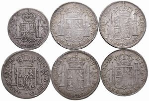 MESSICO. SEI MONETE IN ARGENTO.  - Asta Medaglie napoleoniche, monete toscane di grande modulo. Aurea: monete e medaglie d'oro - Associazione Nazionale - Case d'Asta italiane