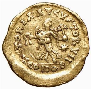 CONIAZIONE BARBARICA (VISIGOTA?) A NOME DI LEO I (457-474). ZECCA INCERTA. TREMISSE  - Asta Medaglie napoleoniche, monete toscane di grande modulo. Aurea: monete e medaglie d'oro - Associazione Nazionale - Case d'Asta italiane