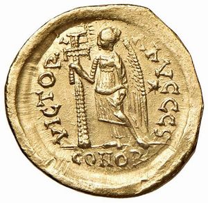 ERULI. ODOACRE (476-493) A NOME DI ZENO (474-491). ZECCA INCERTA ITALIANA. SOLIDO  - Asta Medaglie napoleoniche, monete toscane di grande modulo. Aurea: monete e medaglie d'oro - Associazione Nazionale - Case d'Asta italiane