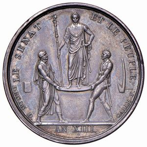 MEDAGLIA IN ARGENTO PER L&rsquo;INCORONAZIONE DI NAPOLEONE AN. XIII (1804) OP. DROZ & GALLE  - Asta Medaglie napoleoniche, monete toscane di grande modulo. Aurea: monete e medaglie d'oro - Associazione Nazionale - Case d'Asta italiane