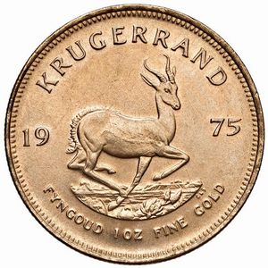 SUDAFRICA. KRUGERRAND 1975  - Asta Medaglie napoleoniche, monete toscane di grande modulo. Aurea: monete e medaglie d'oro - Associazione Nazionale - Case d'Asta italiane