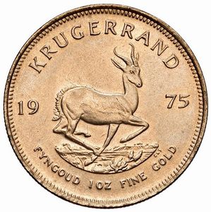 SUDAFRICA. KRUGERRAND 1975  - Asta Medaglie napoleoniche, monete toscane di grande modulo. Aurea: monete e medaglie d'oro - Associazione Nazionale - Case d'Asta italiane