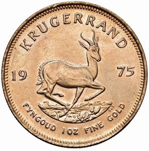 SUDAFRICA. KRUGERRAND 1975  - Asta Medaglie napoleoniche, monete toscane di grande modulo. Aurea: monete e medaglie d'oro - Associazione Nazionale - Case d'Asta italiane