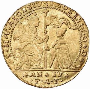 OTTIMA RIPRODUZIONE D&rsquo;EPOCA IN ORO DELL&rsquo;OSELLA DA 4 ZECCHINI DI ALVISE SEBASTIANO MOCENIGO  - Asta Medaglie napoleoniche, monete toscane di grande modulo. Aurea: monete e medaglie d'oro - Associazione Nazionale - Case d'Asta italiane