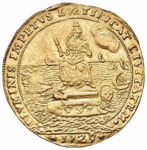 OTTIMA RIPRODUZIONE D&rsquo;EPOCA IN ORO DELL&rsquo;OSELLA DA 4 ZECCHINI DI ALVISE SEBASTIANO MOCENIGO  - Asta Medaglie napoleoniche, monete toscane di grande modulo. Aurea: monete e medaglie d'oro - Associazione Nazionale - Case d'Asta italiane