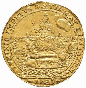 OTTIMA RIPRODUZIONE D&rsquo;EPOCA IN ORO DELL&rsquo;OSELLA DA 4 ZECCHINI DI ALVISE SEBASTIANO MOCENIGO  - Asta Medaglie napoleoniche, monete toscane di grande modulo. Aurea: monete e medaglie d'oro - Associazione Nazionale - Case d'Asta italiane