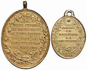 DUE MEDAGLIE NAPOLEONICHE OVALI IN BRONZO DORATO  - Asta Medaglie napoleoniche, monete toscane di grande modulo. Aurea: monete e medaglie d'oro - Associazione Nazionale - Case d'Asta italiane