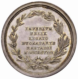 MEDAGLIA IN ARGENTO PER IL CONGRESSO A RASTADT 1798  - Asta Medaglie napoleoniche, monete toscane di grande modulo. Aurea: monete e medaglie d'oro - Associazione Nazionale - Case d'Asta italiane