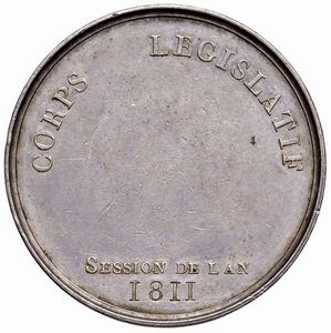 MEDAGLIA NAPOLEONICA IN ARGENTO PER I CORPS LEGISLATIF 1811 OP. JEUFFROY  - Asta Medaglie napoleoniche, monete toscane di grande modulo. Aurea: monete e medaglie d'oro - Associazione Nazionale - Case d'Asta italiane