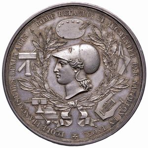 MEDAGLIA NAPOLEONICA IN ARGENTO PER LA SCUOLA FRANCESE DELLE BELLE ARTI A ROMA 1812 OP. GATTEAUX  - Asta Medaglie napoleoniche, monete toscane di grande modulo. Aurea: monete e medaglie d'oro - Associazione Nazionale - Case d'Asta italiane