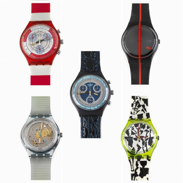 SWATCH LOTTO DI CINQUE OROLOGI DA POLSO  - Asta Orologi e penne - Associazione Nazionale - Case d'Asta italiane