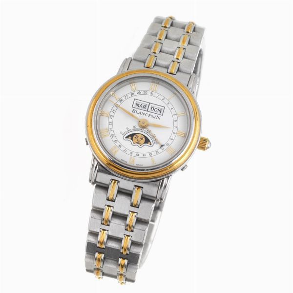 BLANCPAIN OROLOGIO DA DONNA IN ACCIAIO E ORO CALENDARIO COMPLETO E FASI LUNARI  - Asta Orologi e penne - Associazione Nazionale - Case d'Asta italiane