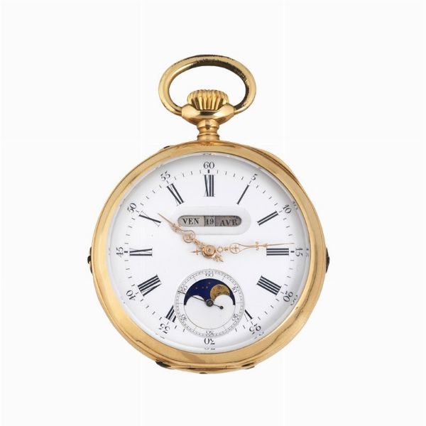 OROLOGIO DA TASCA CON CALENDARIO COMPLETO E FASI LUNARI  - Asta Orologi e penne - Associazione Nazionale - Case d'Asta italiane