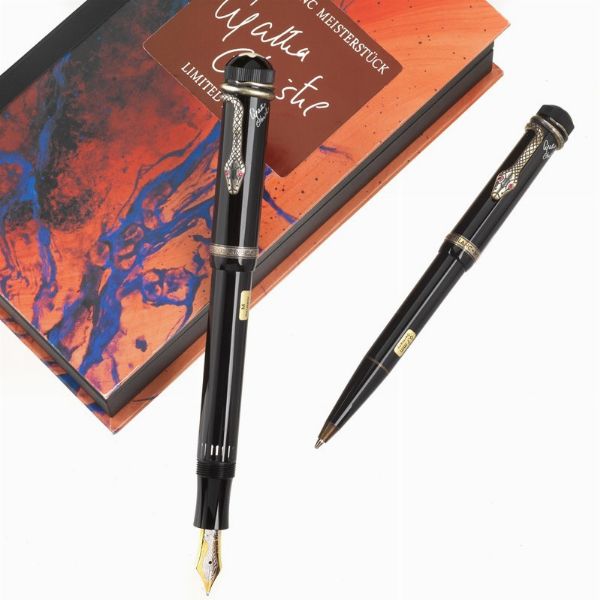 MONTBLANC : MONTBLANC MEISTERSTUCK AGATHA CHRISTIE PENNA STILOGRAFICA SERIE SCRITTORI EDIZIONE LIMITATA N. 01231/30000, PORTAMINE N. 1231/7000  - Asta Orologi e penne - Associazione Nazionale - Case d'Asta italiane