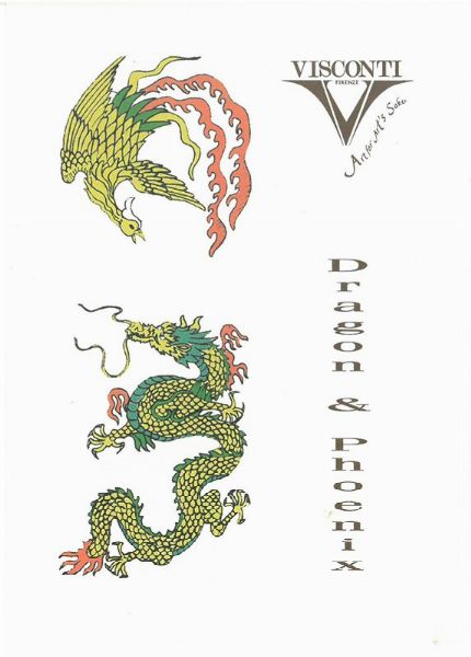 VISCONTI : VISCONTI "CREATURE SOPRANNATURALI" - DRAGON E PHOENIX - EDIZIONE LIMITATA MAKI-E PENNA STILOGRAFICA N. 089/188  - Asta Orologi e penne - Associazione Nazionale - Case d'Asta italiane