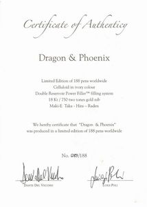 VISCONTI : VISCONTI "CREATURE SOPRANNATURALI" - DRAGON E PHOENIX - EDIZIONE LIMITATA MAKI-E PENNA STILOGRAFICA N. 089/188  - Asta Orologi e penne - Associazione Nazionale - Case d'Asta italiane