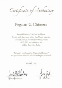 VISCONTI : VISCONTI "CREATURE SOPRANNATURALI" - PEGASUS E CHIMERA- EDIZIONE LIMITATA MAKI-E PENNA STILOGRAFICA N. 089/188  - Asta Orologi e penne - Associazione Nazionale - Case d'Asta italiane