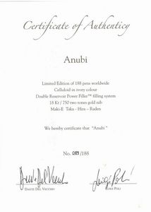 VISCONTI : VISCONTI "CREATURE SOPRANNATURALI" - ANUBI - EDIZIONE LIMITATA MAKI-E PENNA STILOGRAFICA N. 089/188  - Asta Orologi e penne - Associazione Nazionale - Case d'Asta italiane