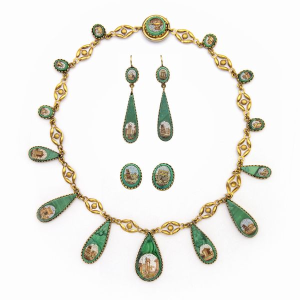 Parure in micromosaico raffigurante Vedute di Roma  - Asta Gioielli Orologi e Fashion Vintage - Associazione Nazionale - Case d'Asta italiane