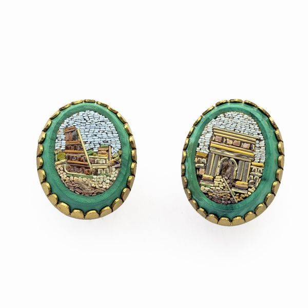 Parure in micromosaico raffigurante Vedute di Roma  - Asta Gioielli Orologi e Fashion Vintage - Associazione Nazionale - Case d'Asta italiane