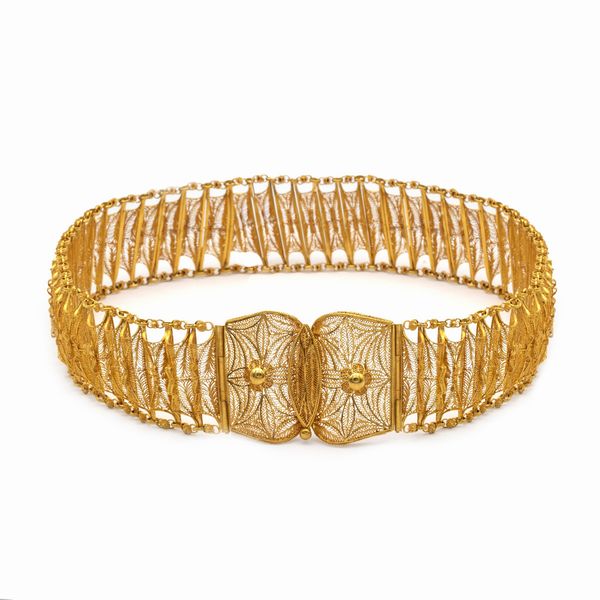 Particolare cintura in oro giallo 21kt in filigrana  - Asta Gioielli Orologi e Fashion Vintage - Associazione Nazionale - Case d'Asta italiane