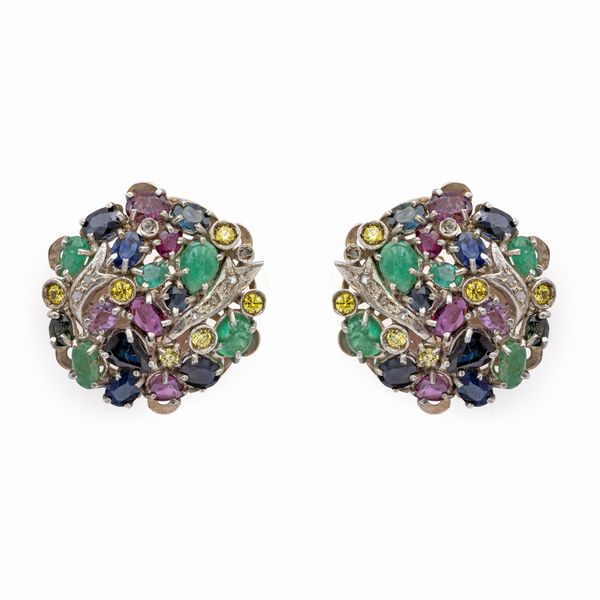 Orecchini a monachina in oro e argento  - Asta Gioielli Orologi e Fashion Vintage - Associazione Nazionale - Case d'Asta italiane