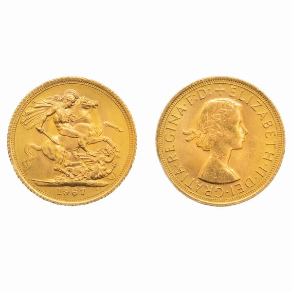10 sterline in oro Regina Elisabetta fiocchetto  - Asta Gioielli Orologi e Fashion Vintage - Associazione Nazionale - Case d'Asta italiane