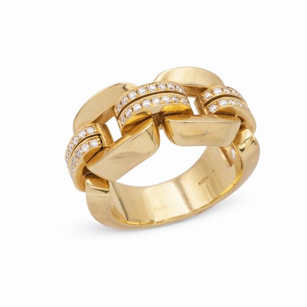 Chimento anello in oro giallo 18kt e diamanti  - Asta Gioielli Orologi e Fashion Vintage - Associazione Nazionale - Case d'Asta italiane