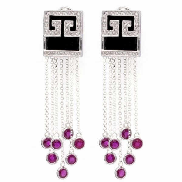 Orecchini pendenti in oro bianco 18kt  - Asta Gioielli Orologi e Fashion Vintage - Associazione Nazionale - Case d'Asta italiane