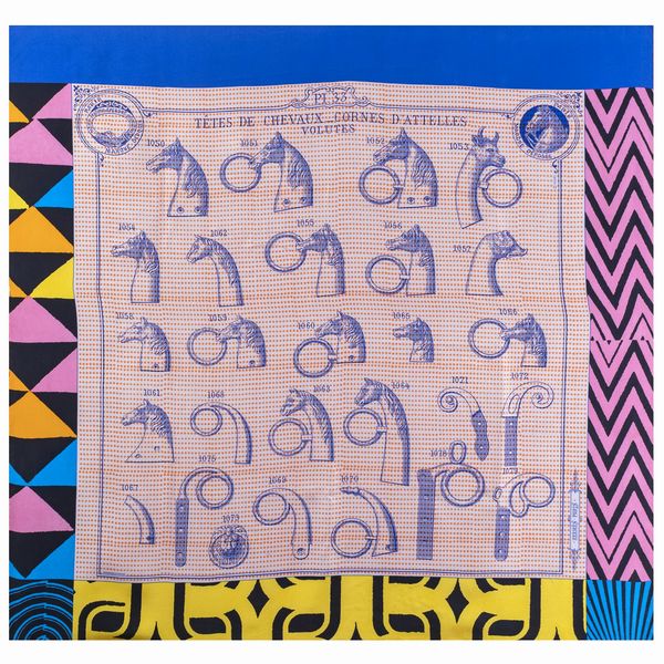 Hermes foulard vintage collezione Tetes de Chevaux_Cornes D'Attelles Volutes  - Asta Gioielli Orologi e Fashion Vintage - Associazione Nazionale - Case d'Asta italiane