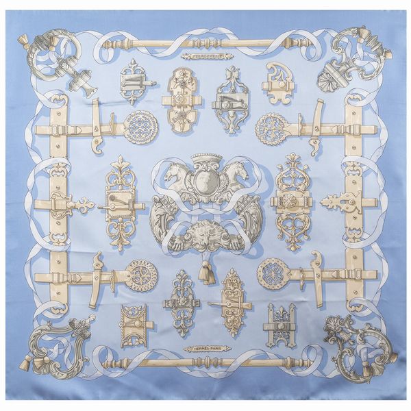 Hermes, foulard vintage collezione Ferronerie  - Asta Gioielli Orologi e Fashion Vintage - Associazione Nazionale - Case d'Asta italiane